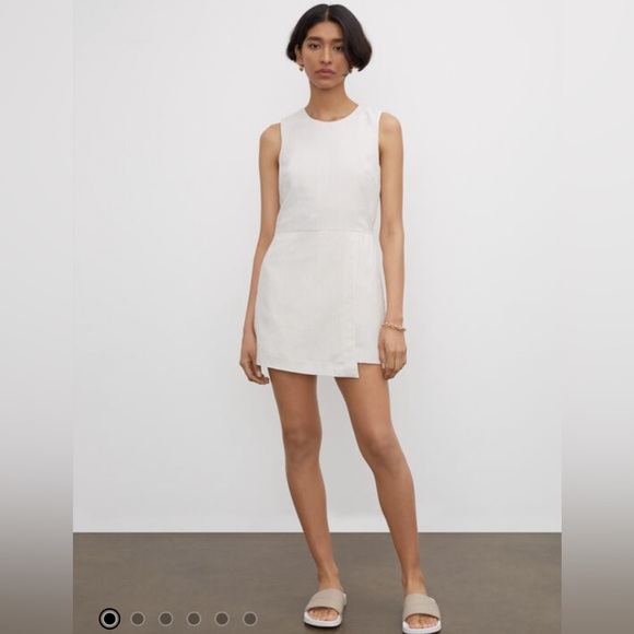 EUC Club Monaco linen blend black sleeveless romper with wrap skirt overlay - Picture 11 of 12